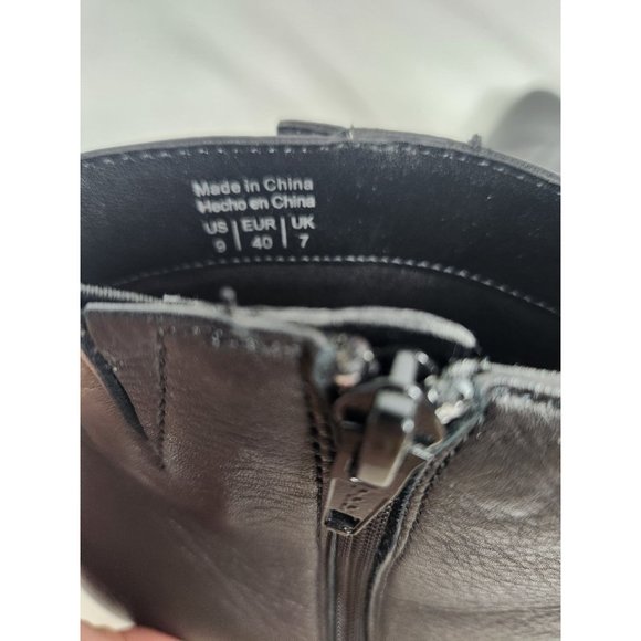 Aldo Women's Sz. 9 Black Leather Fringe Heeled Ankle Booties - Picture 4 of 7